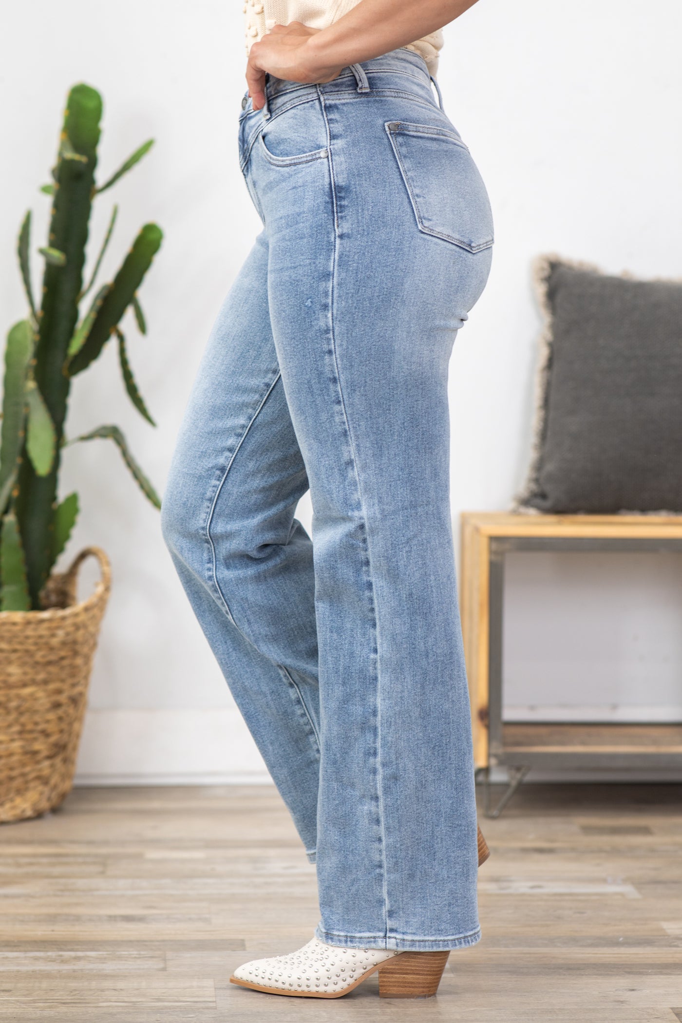 Judy Blue Front Yoke Retro Wide Leg Jeans