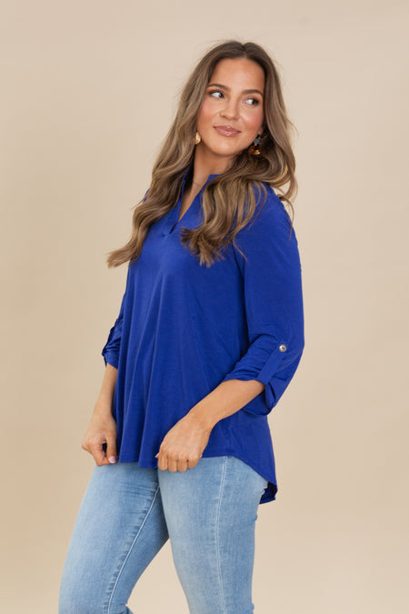 Lizzy Notch Neck Wrinkle Free Top