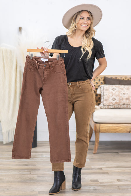 Risen Mid Rise Straight Crop Pants