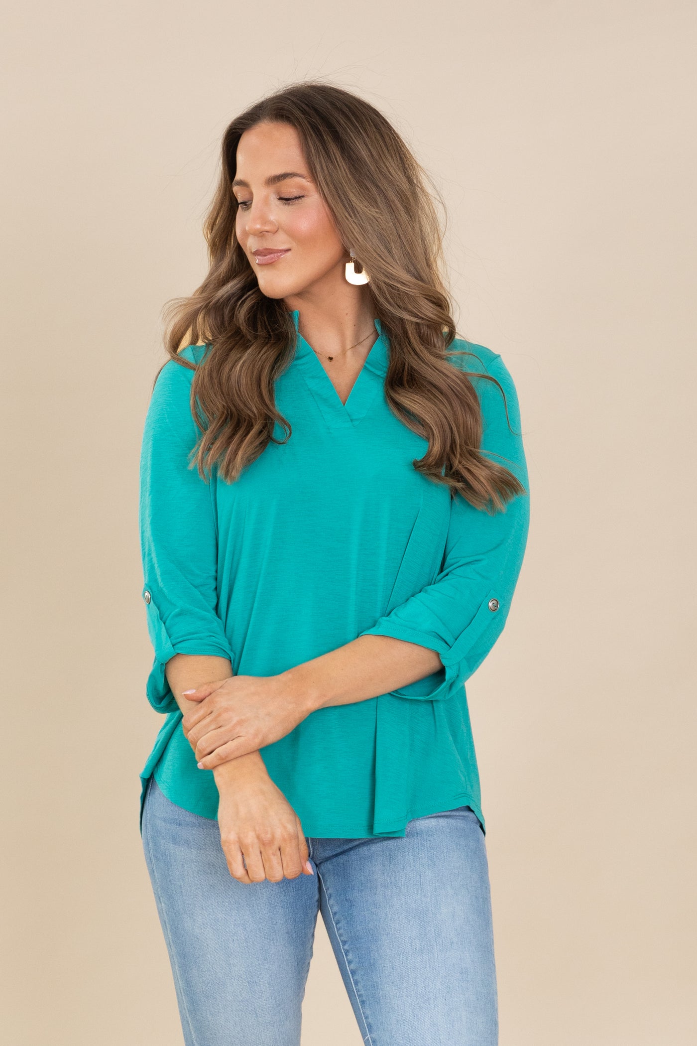 Lizzy Notch Neck Wrinkle Free Top