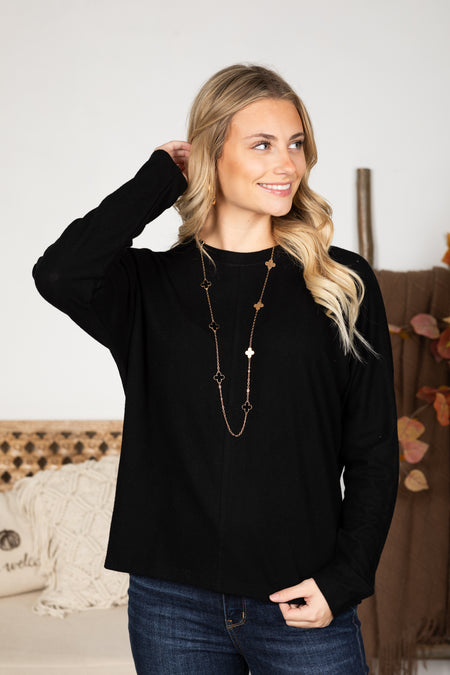 Seam Front Long Sleeve Knit Top