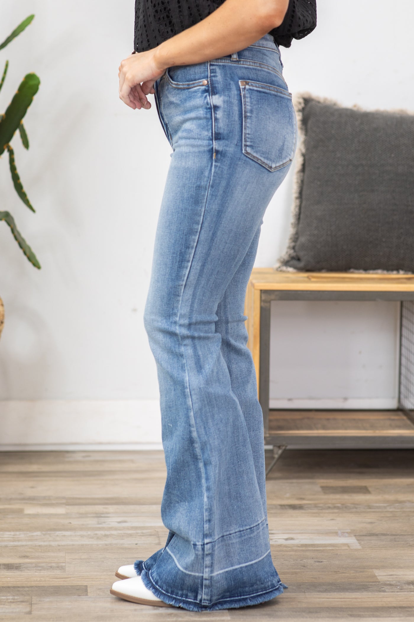 Judy Blue Tummy Control Raw Hem Flare Jeans