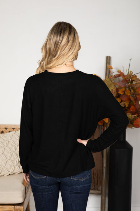 Seam Front Long Sleeve Knit Top