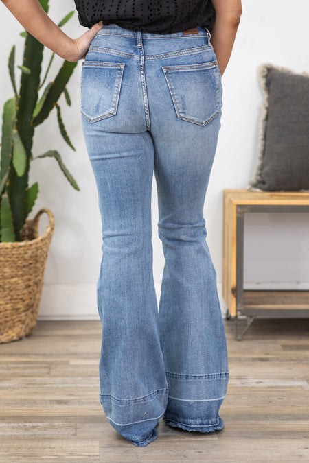 Judy Blue Tummy Control Raw Hem Flare Jeans