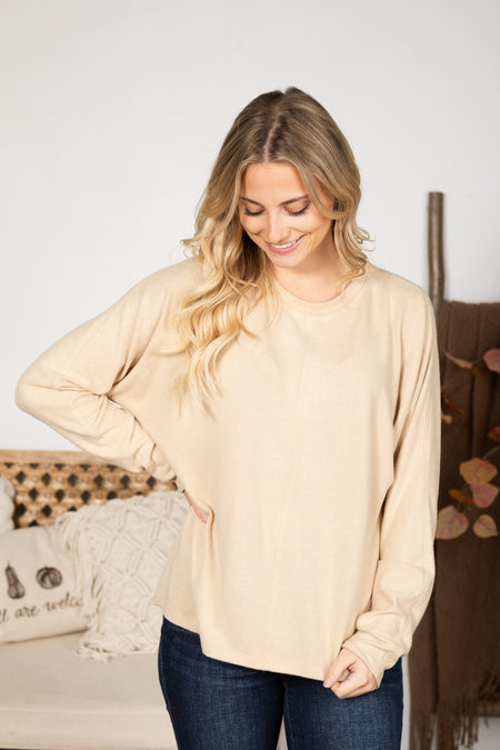 Seam Front Long Sleeve Knit Top