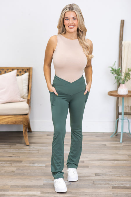 Sage Crossover Waist Straight Leg Yoga Pants