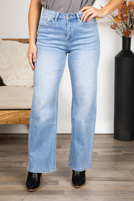 Mica Light Wash High Rise Straight Leg Jean