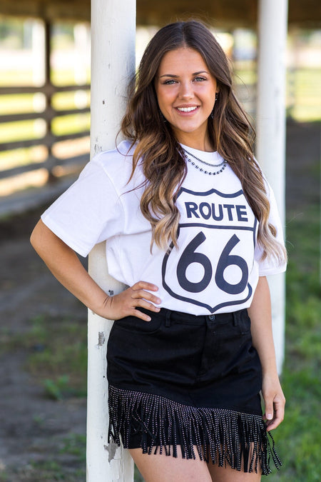 Black Denim Skirt With Fringe Detail - Filly Flair