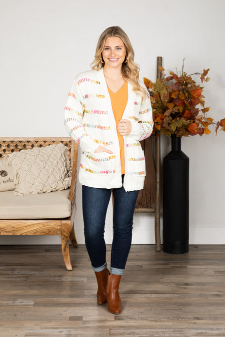 Multicolor Stitch Striped Cardigan