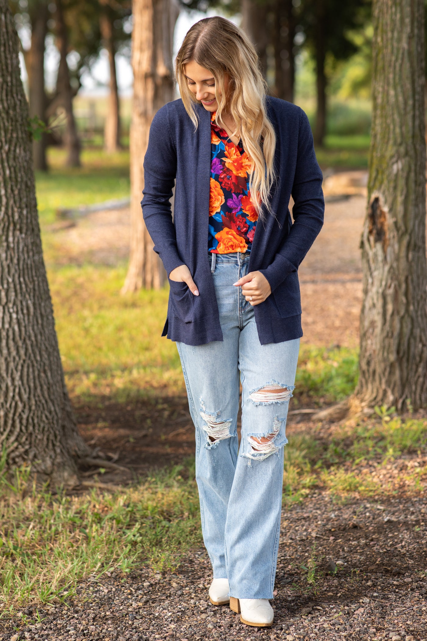 Open Front Everyday Cardigan With Pockets