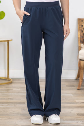 Navy Woven Straight Leg Lounge Pants