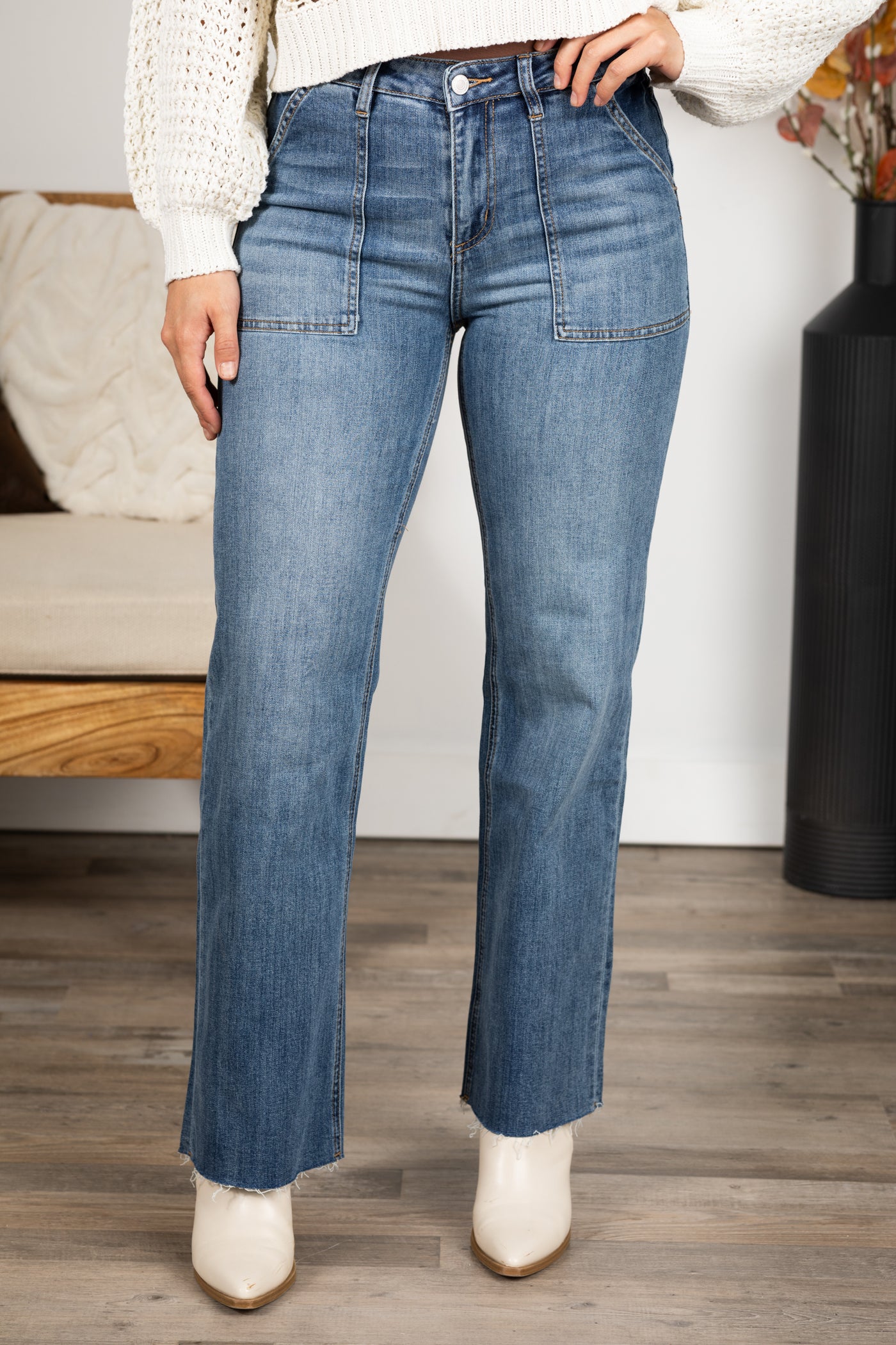 Mica Medium Wash High Rise Wide Leg Jeans