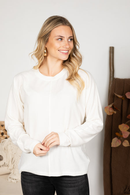 Seam Front Long Sleeve Knit Top