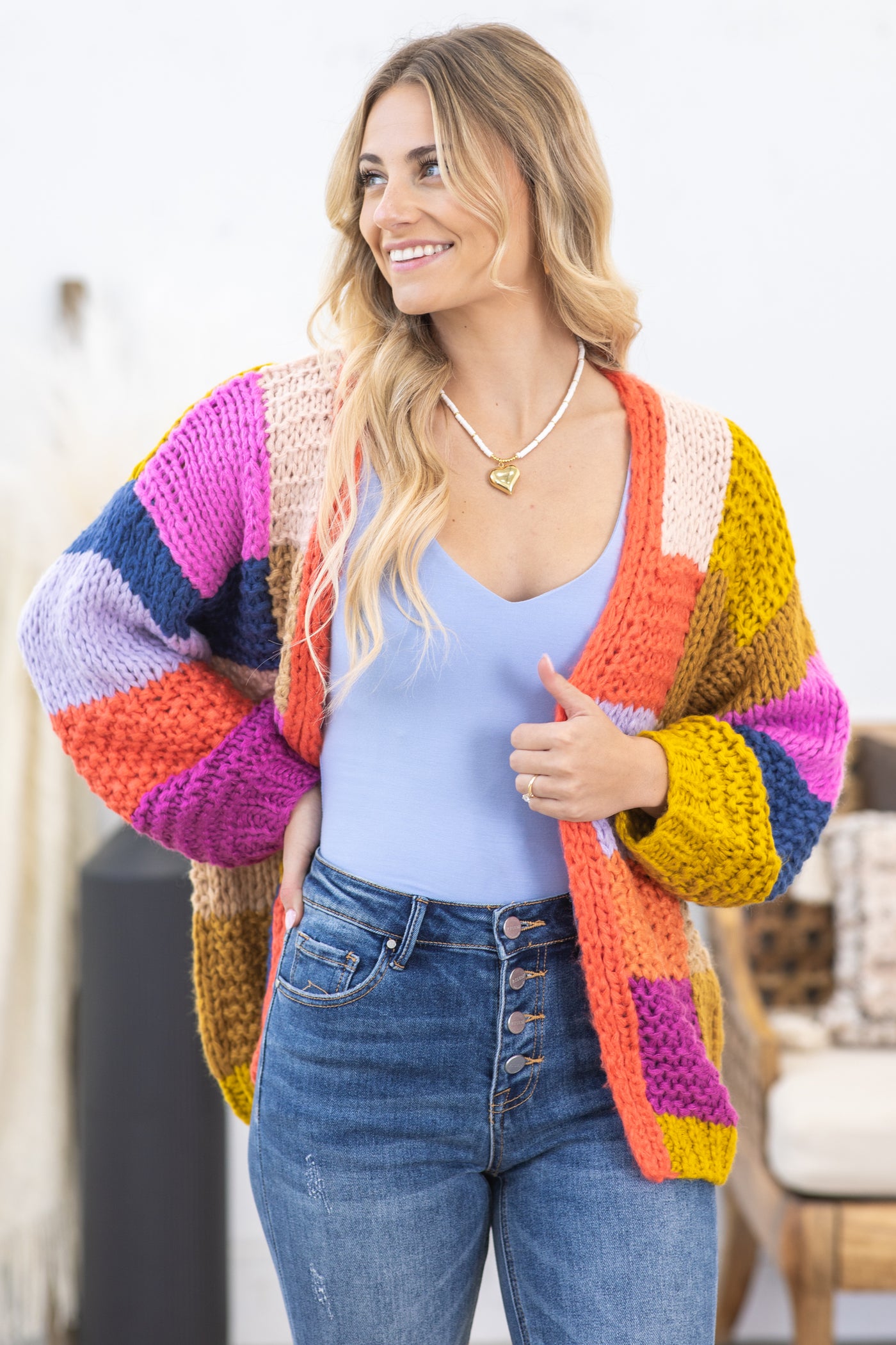 Bright Multicolor Chunky Cardigan