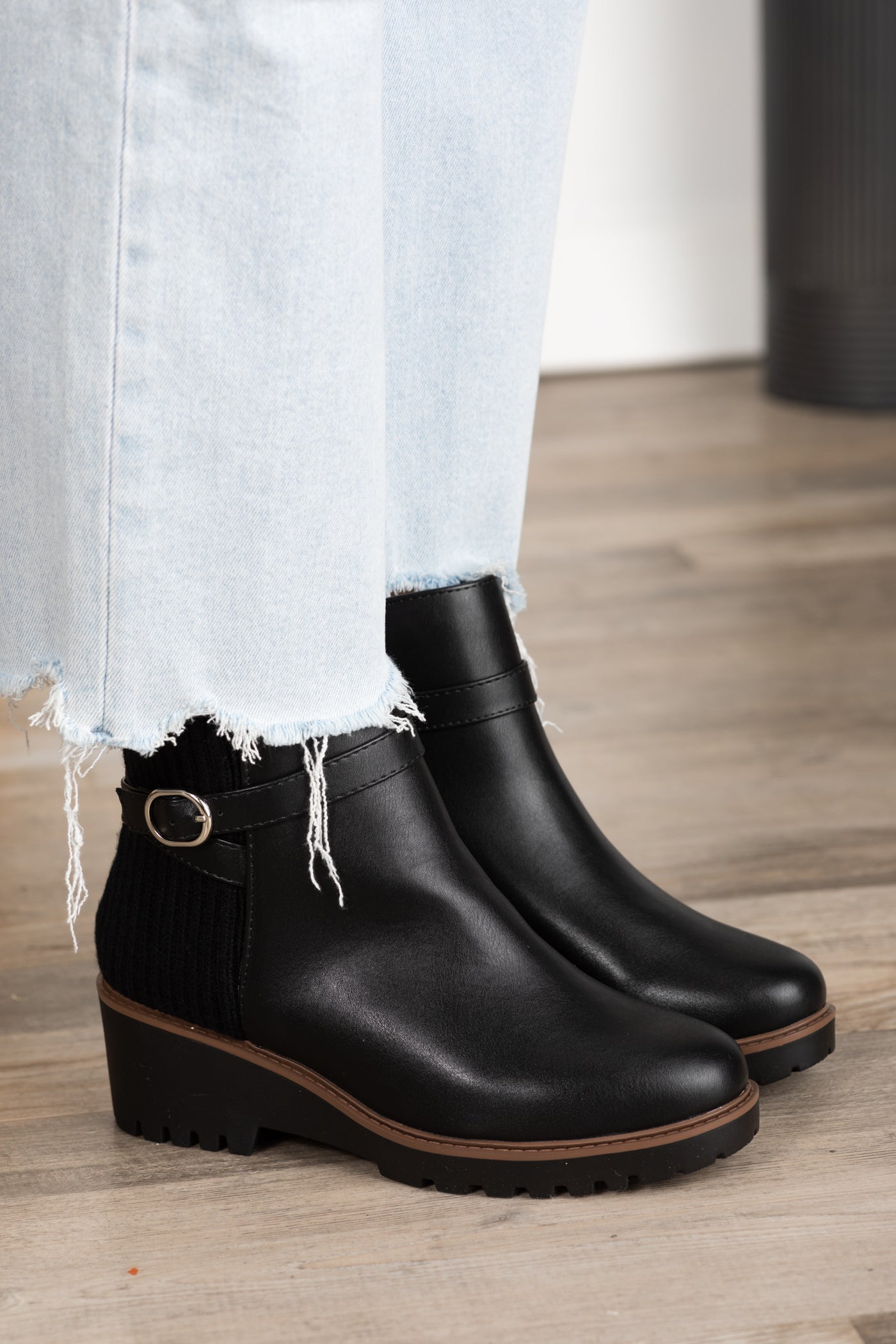 Wedge Sole Belt Booties