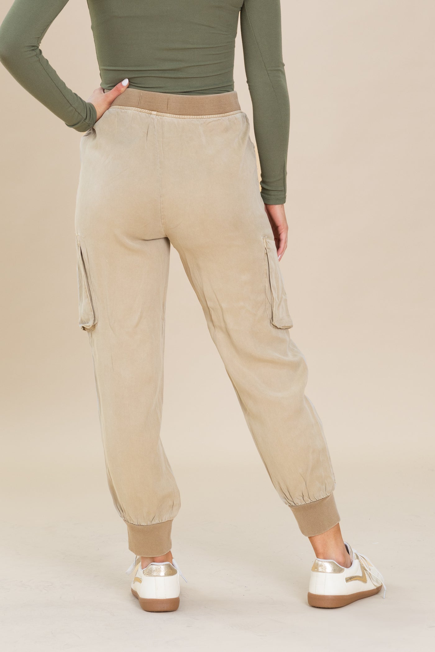 Risen Tan High Rise Jogger Pants