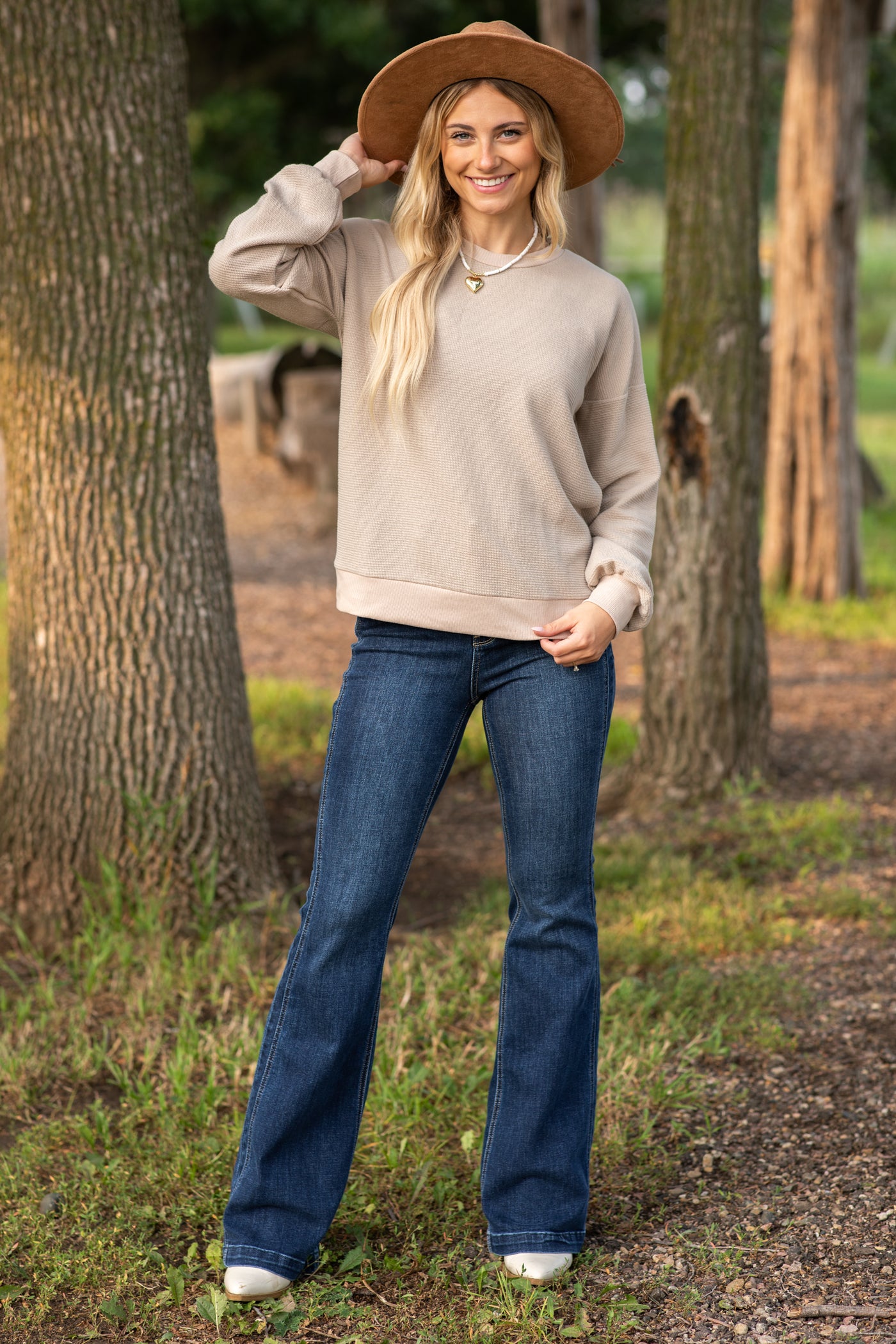 Two-Tone Textured Terry Knit Top