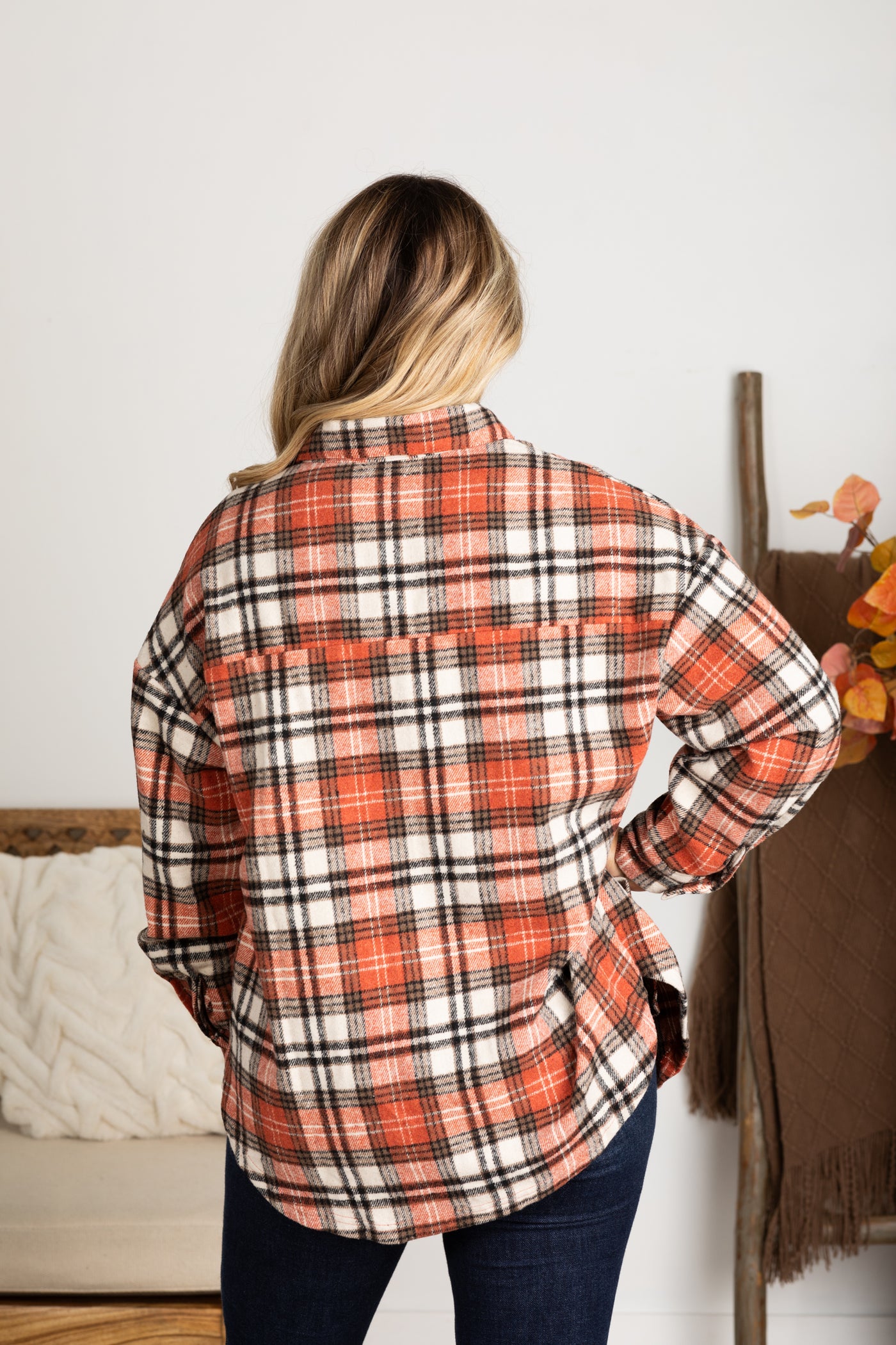 Plaid Woven Button Up Shacket