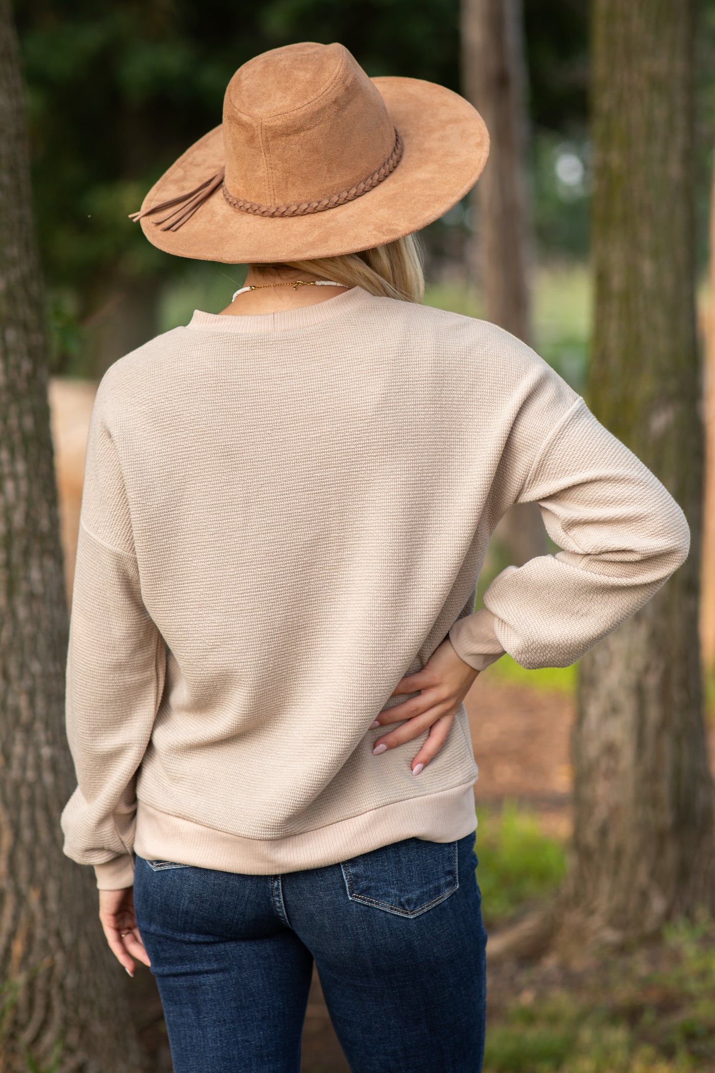 Two-Tone Textured Terry Knit Top