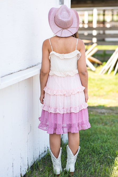 Blush Colorblock Ruffle Trim Swiss Dot Dress - Filly Flair