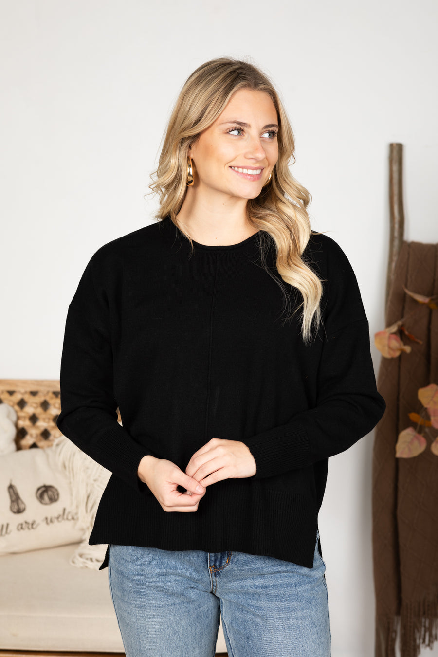 Drop Shoulder Pullover Sweater