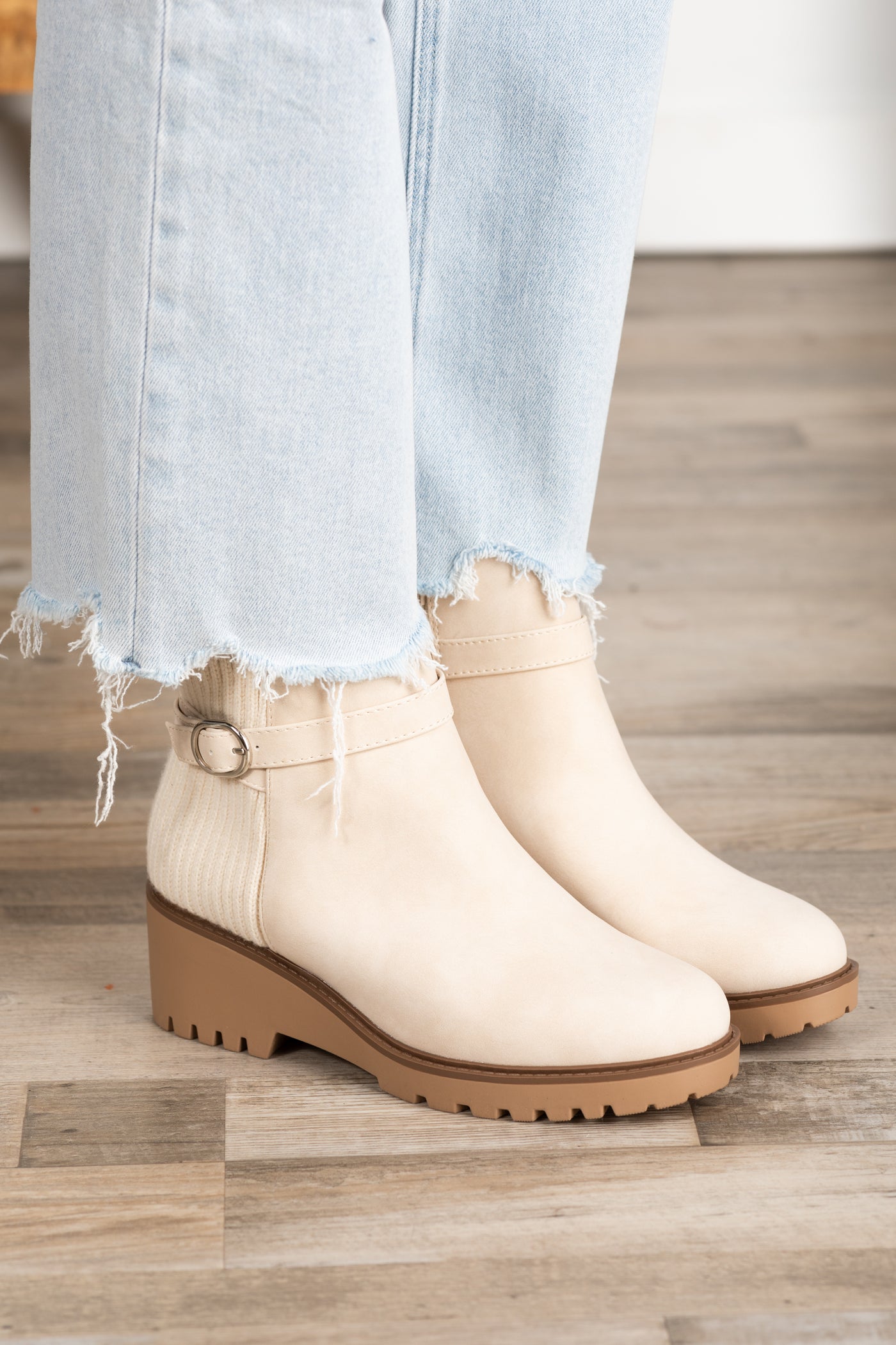 Wedge Sole Belt Booties