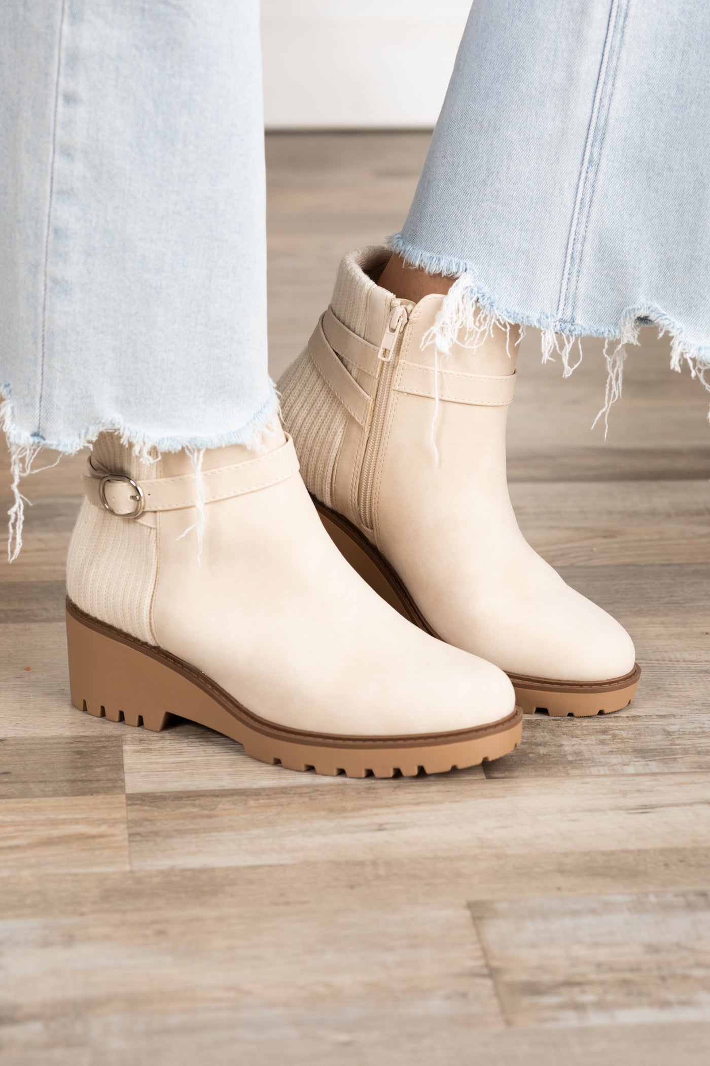 Wedge Sole Belt Booties