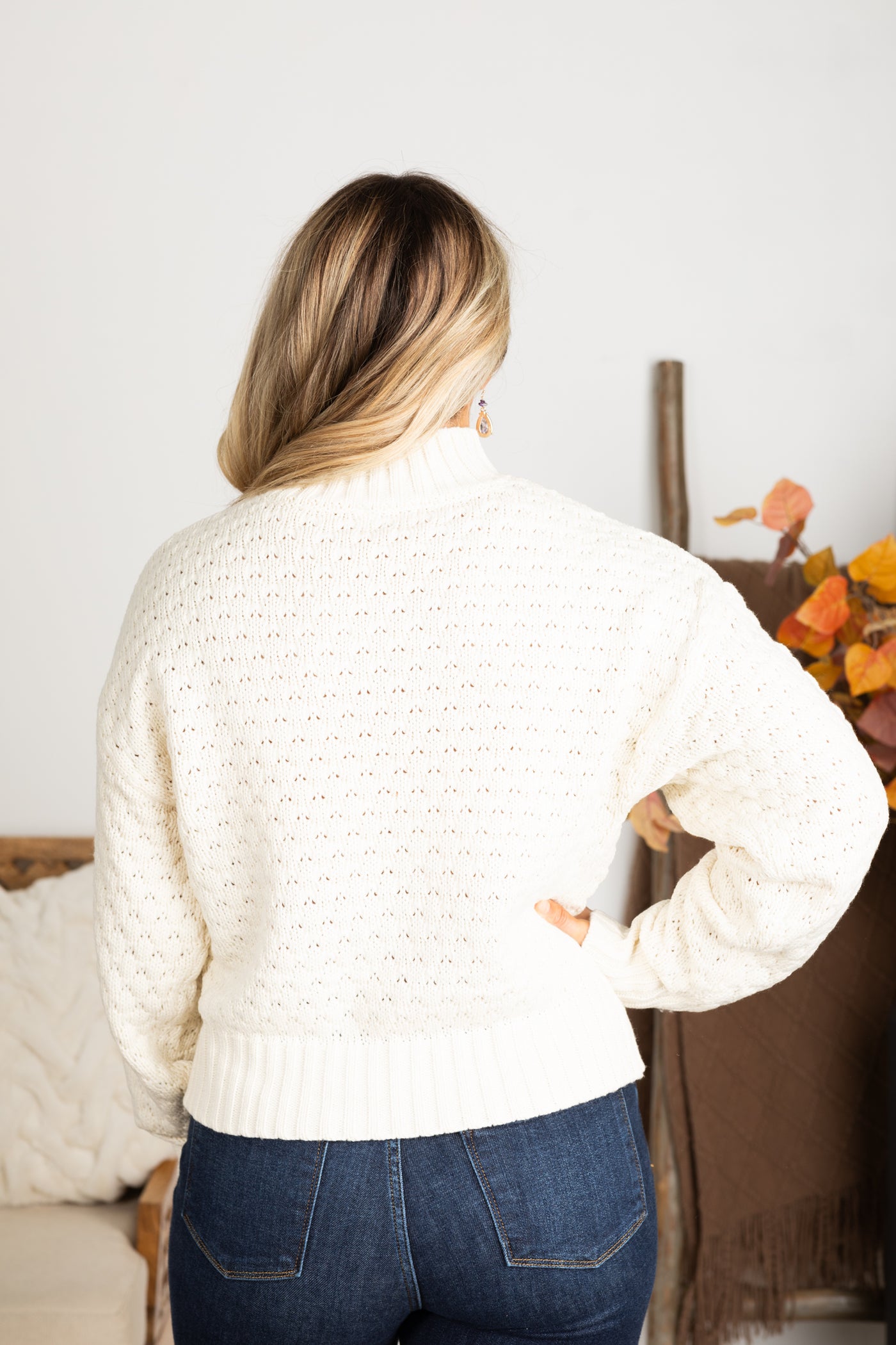 Mock Neck Textured Sweater