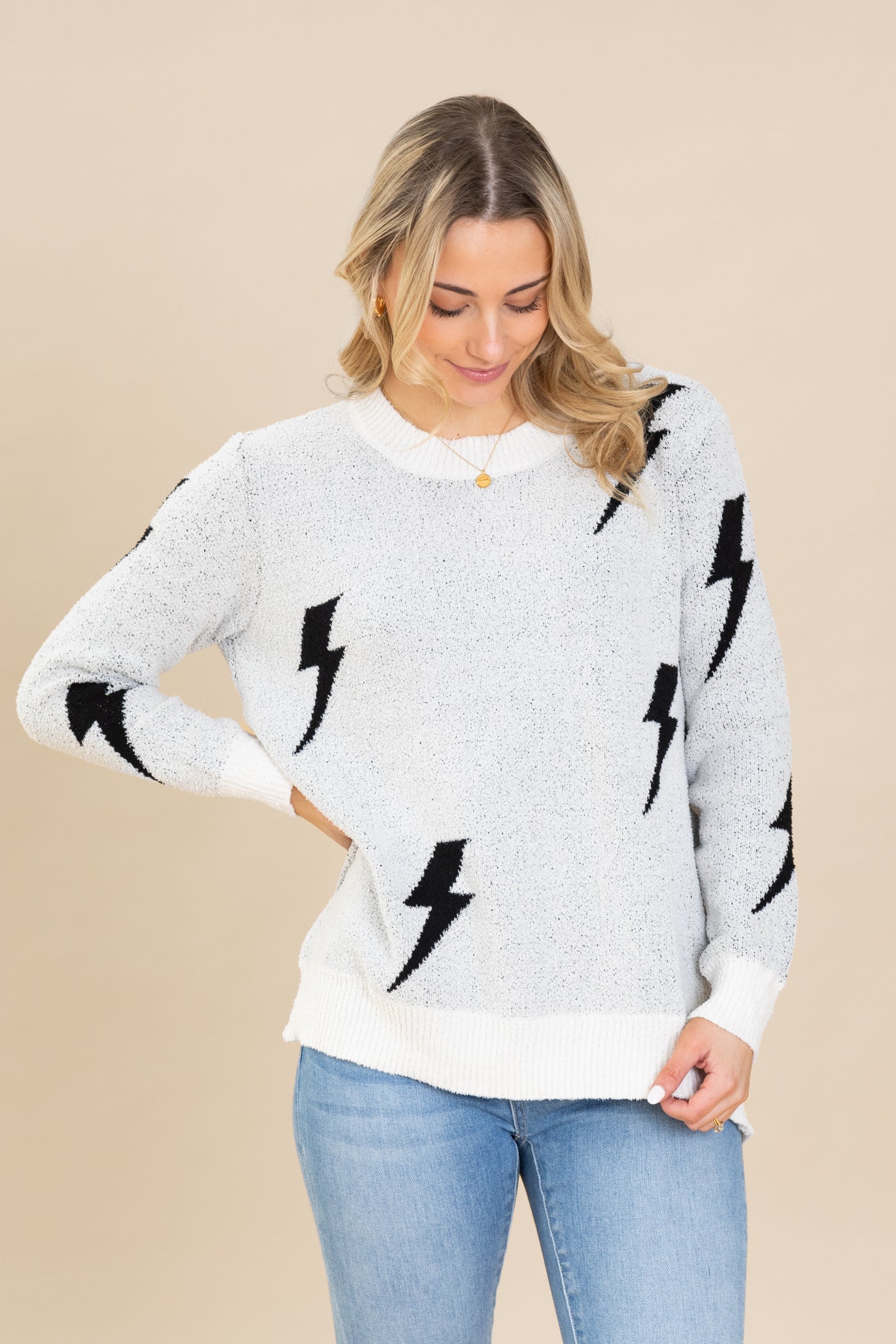 Lightning Pattern Soft Knit Sweaters