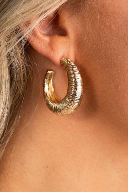 Modern Textured Chunky Hoop Earrings