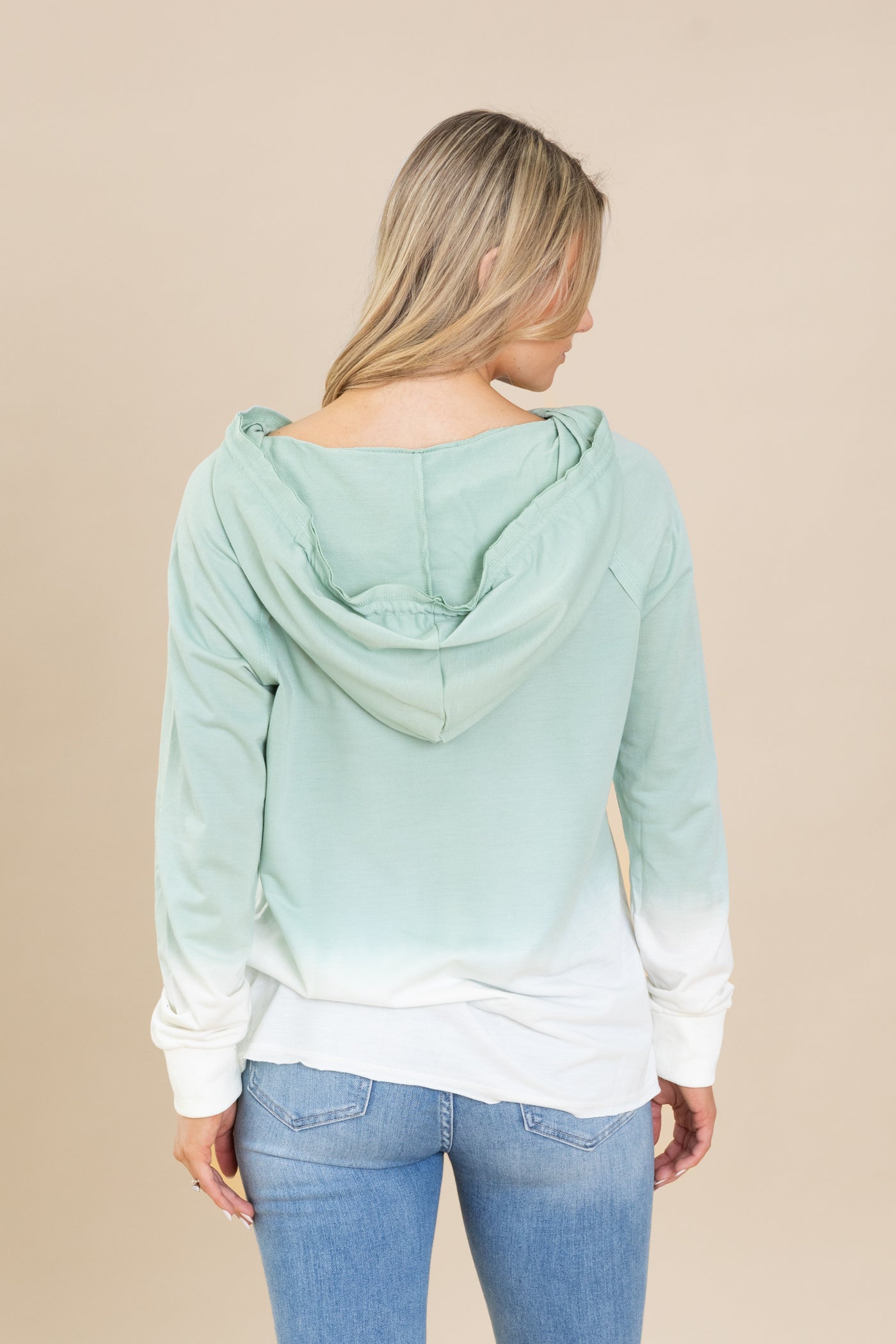 Dip Dyed Hooded Knit Tops