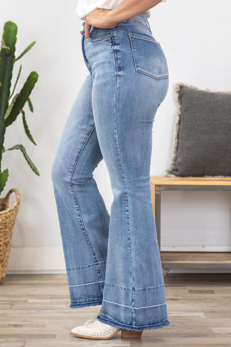 Judy Blue Tummy Control Raw Hem Flare Jeans