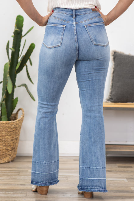 Judy Blue Tummy Control Raw Hem Flare Jeans