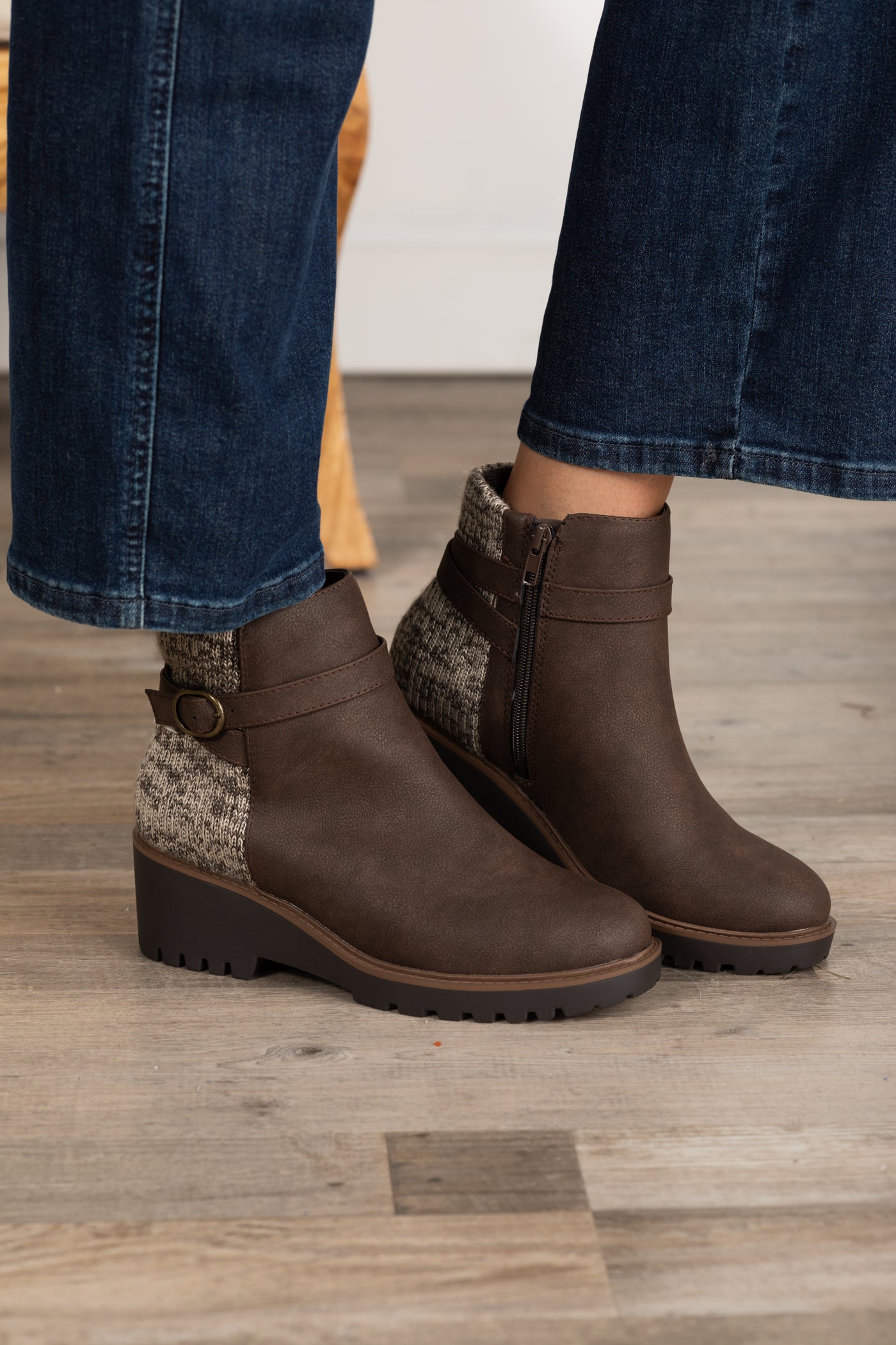 Wedge Sole Belt Booties