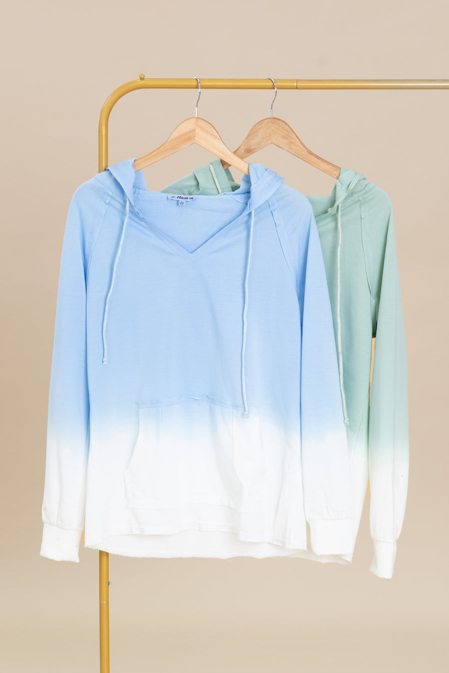 Dip Dyed Hooded Knit Tops