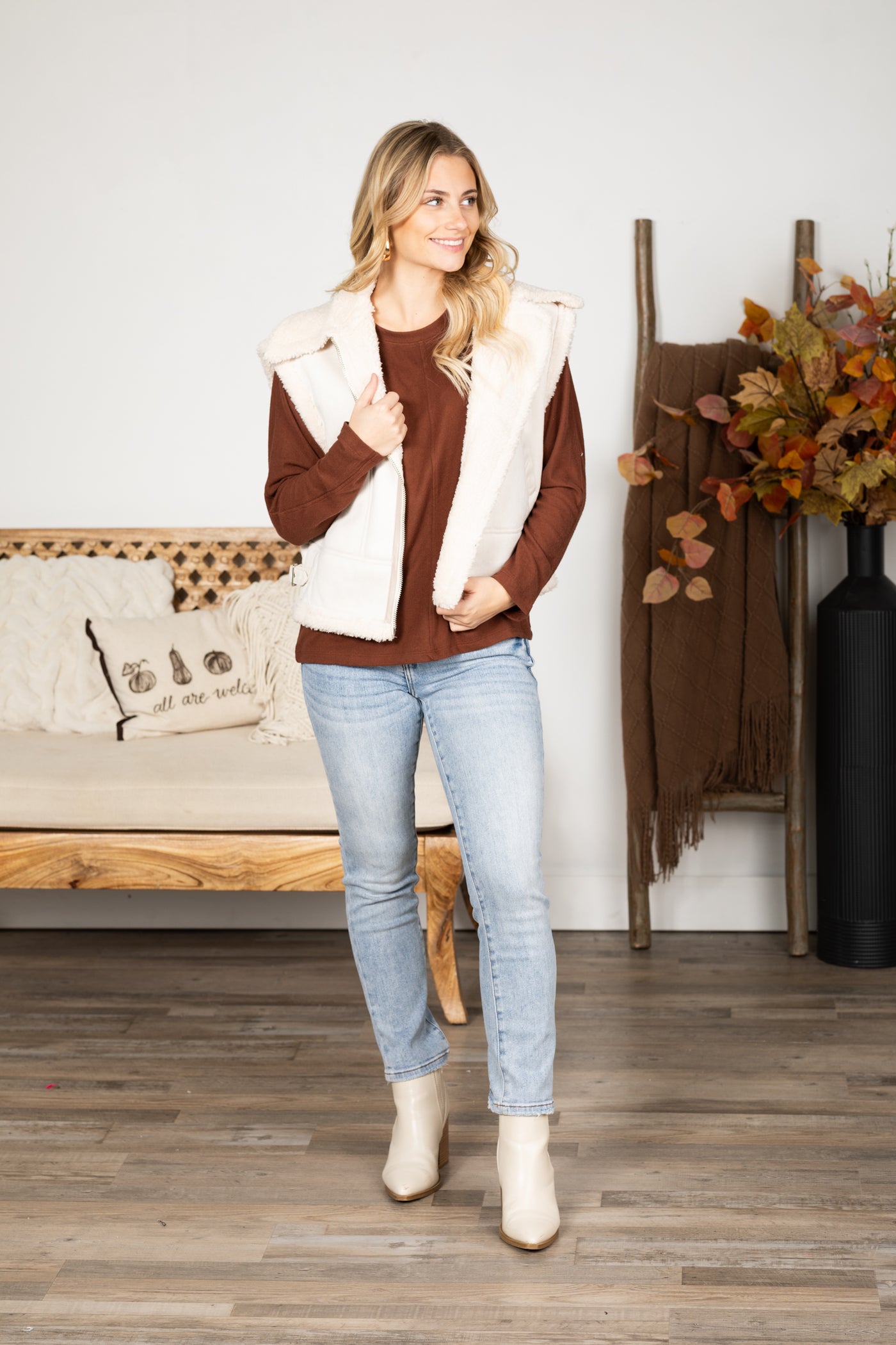 Sherpa Lined Faux Suede Vest