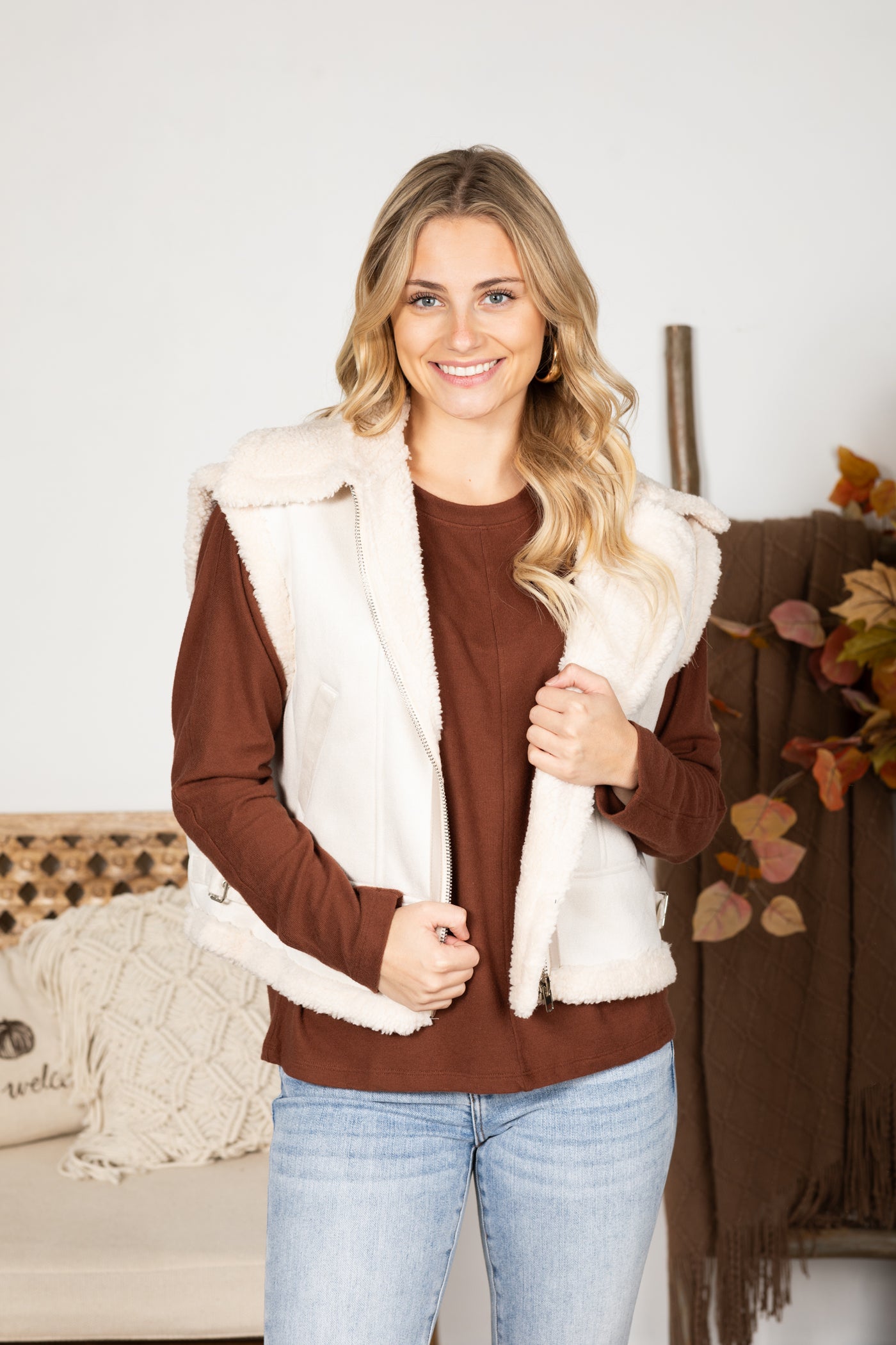 Sherpa Lined Faux Suede Vest