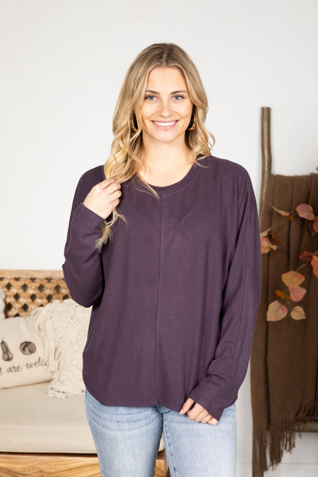 Seam Front Long Sleeve Knit Top