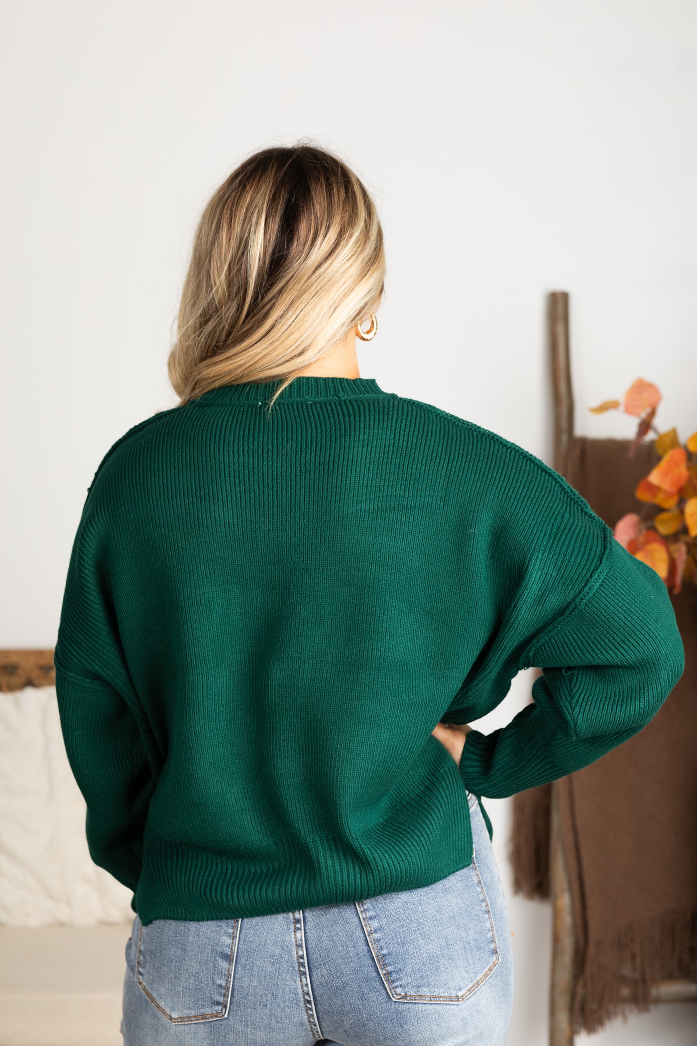 Oversized Ribbed Knit Sweater With Side Slits