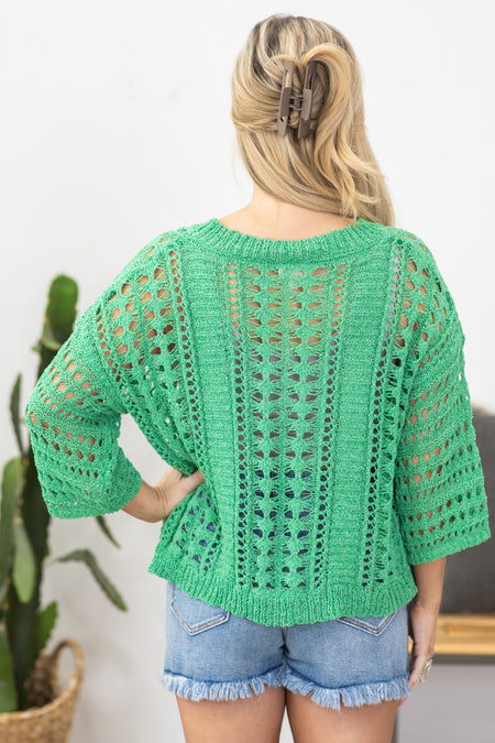 Jade Crochet Knit Half Sleeve Top