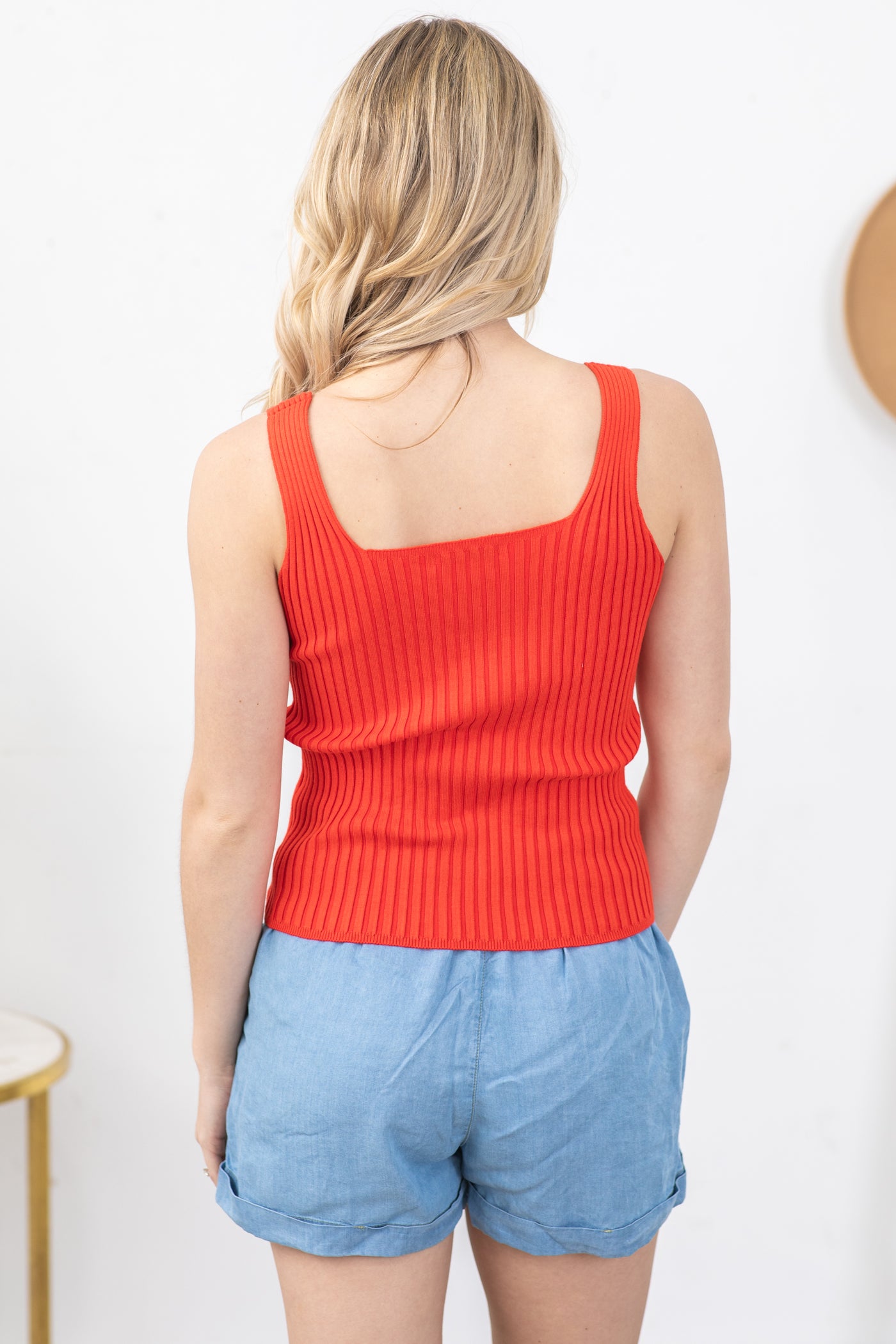 Red With White Embroidered Hearts Sweater Tank