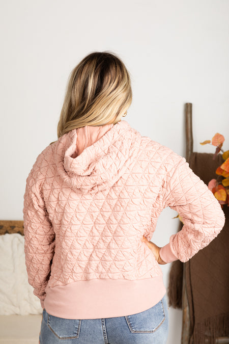 Quilted Knit Kangaroo Pocket Hoodie