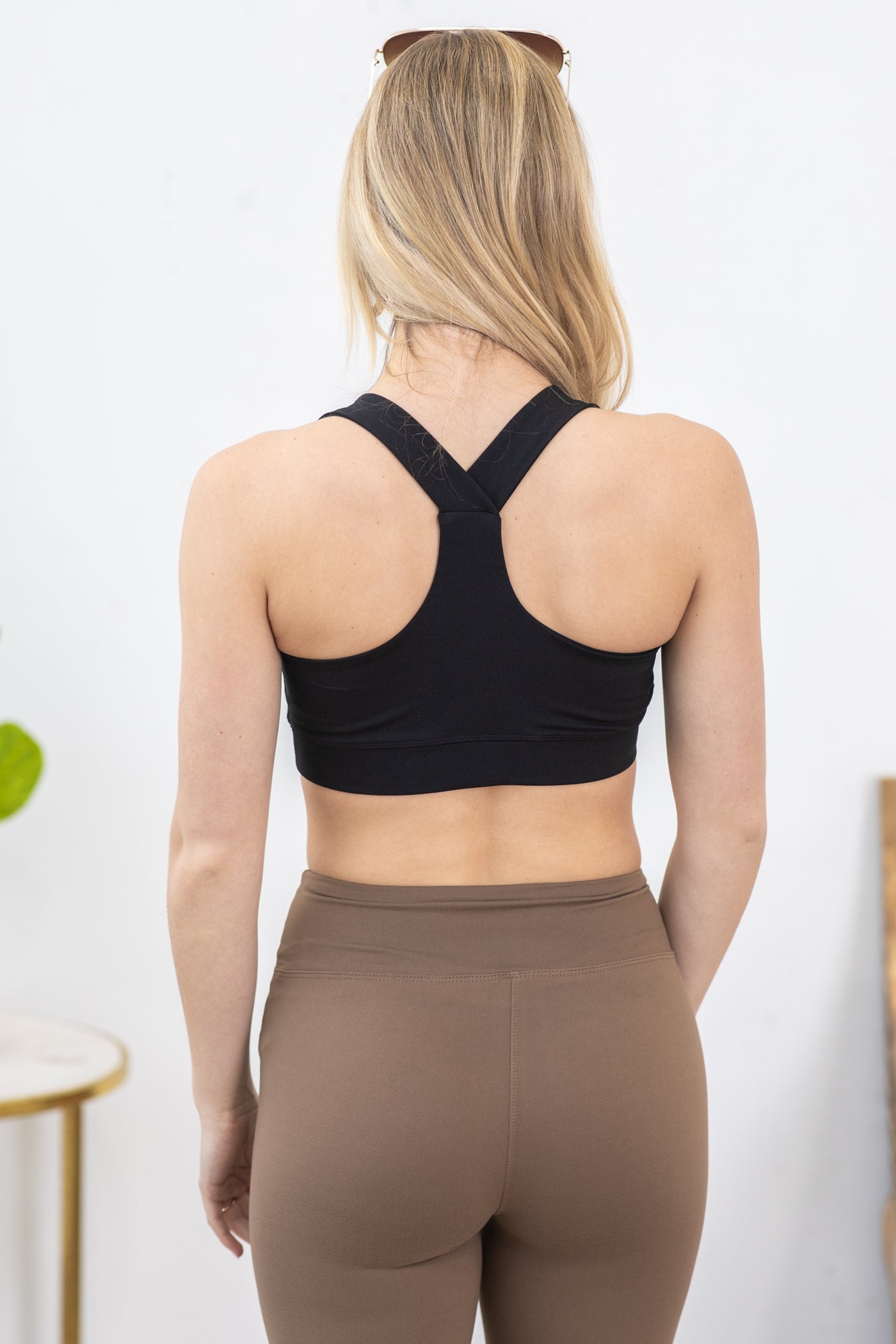 Black Overlay Y-Back Sports Bra