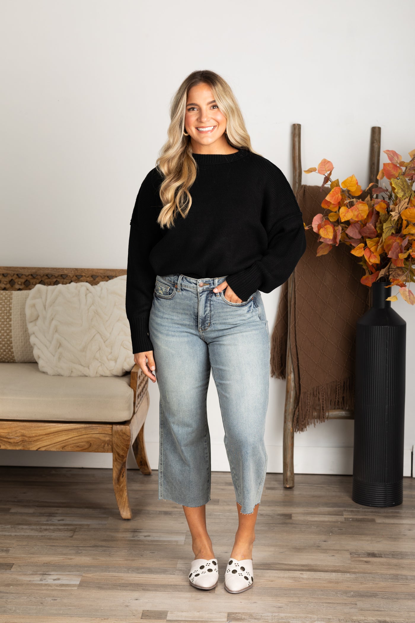 Judy Blue Tummy Control Crop Wide Leg Jean