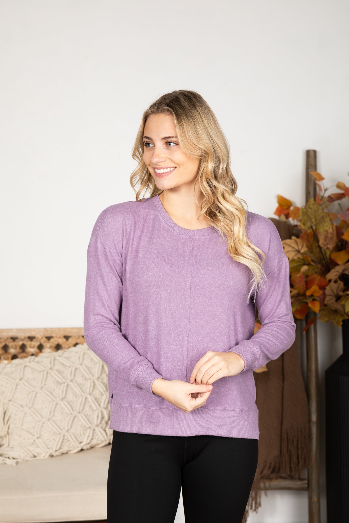 Hacci Brushed Pullover Knit Top