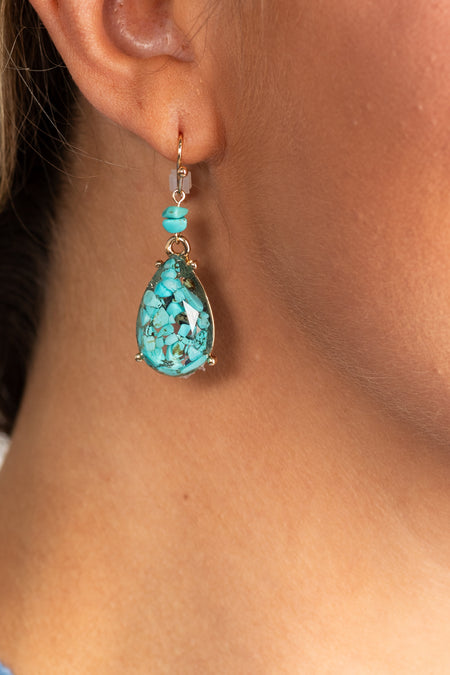 Semi Stone Teardrop Earrings