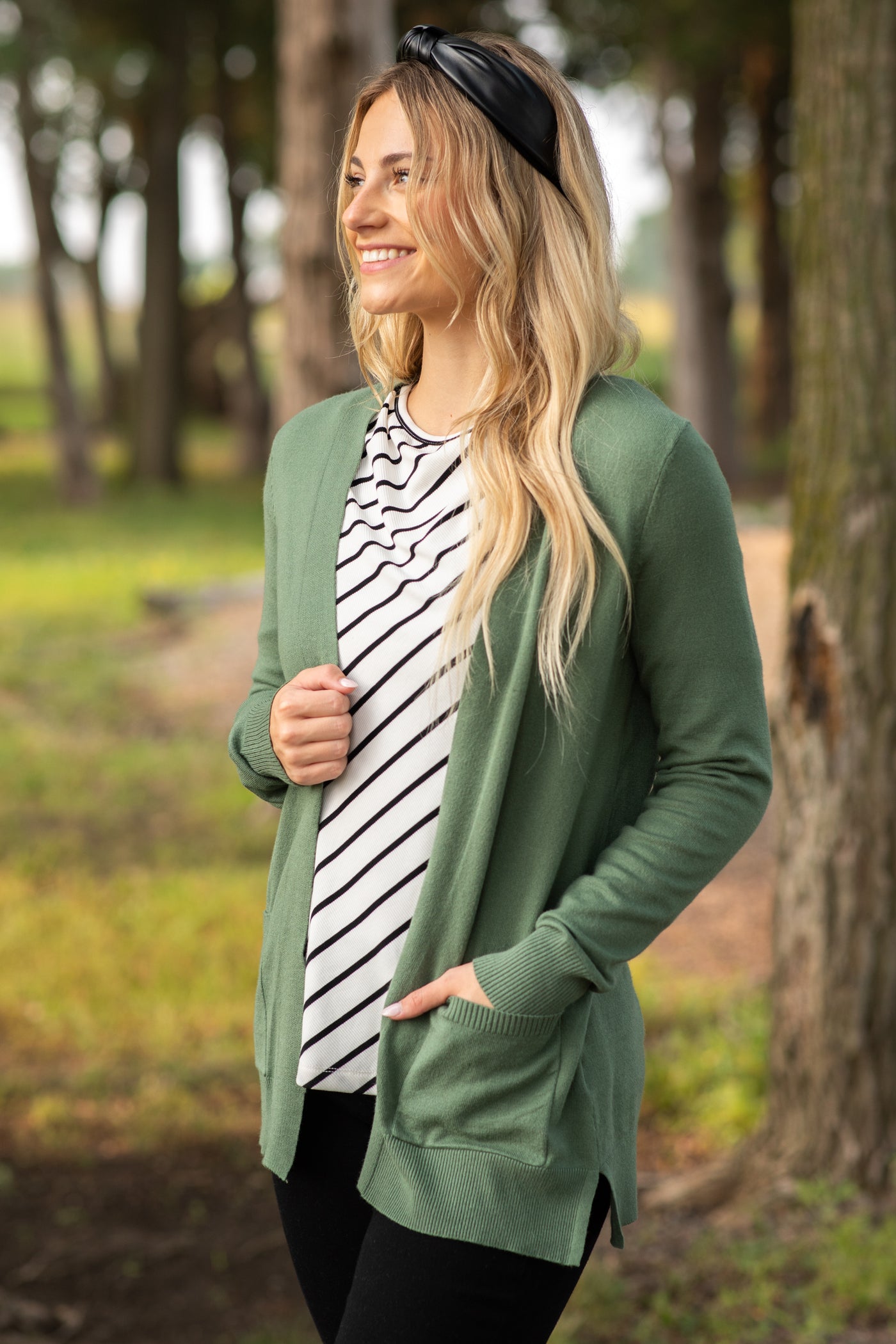 Open Front Everyday Cardigan With Pockets