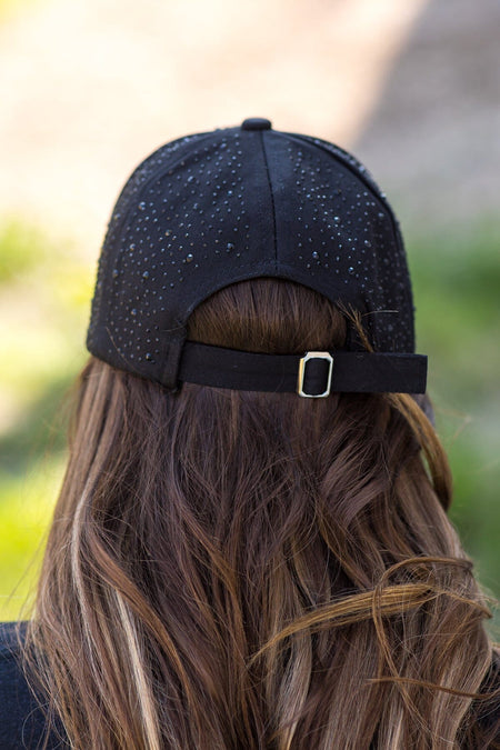 Black Rhinestone Stud Baseball Hat - Filly Flair