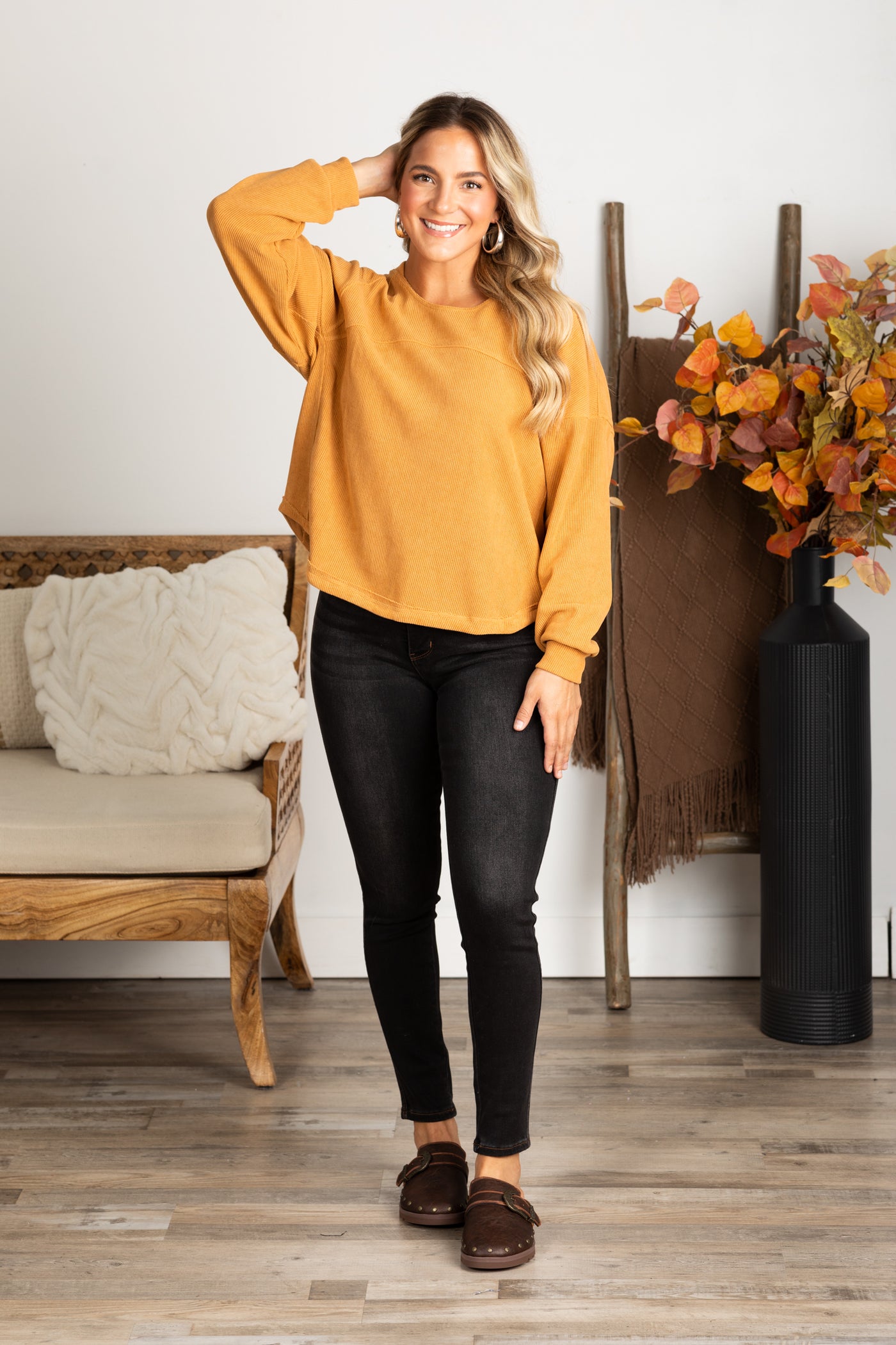 Camel Light Ribbed Comfy Knit Top