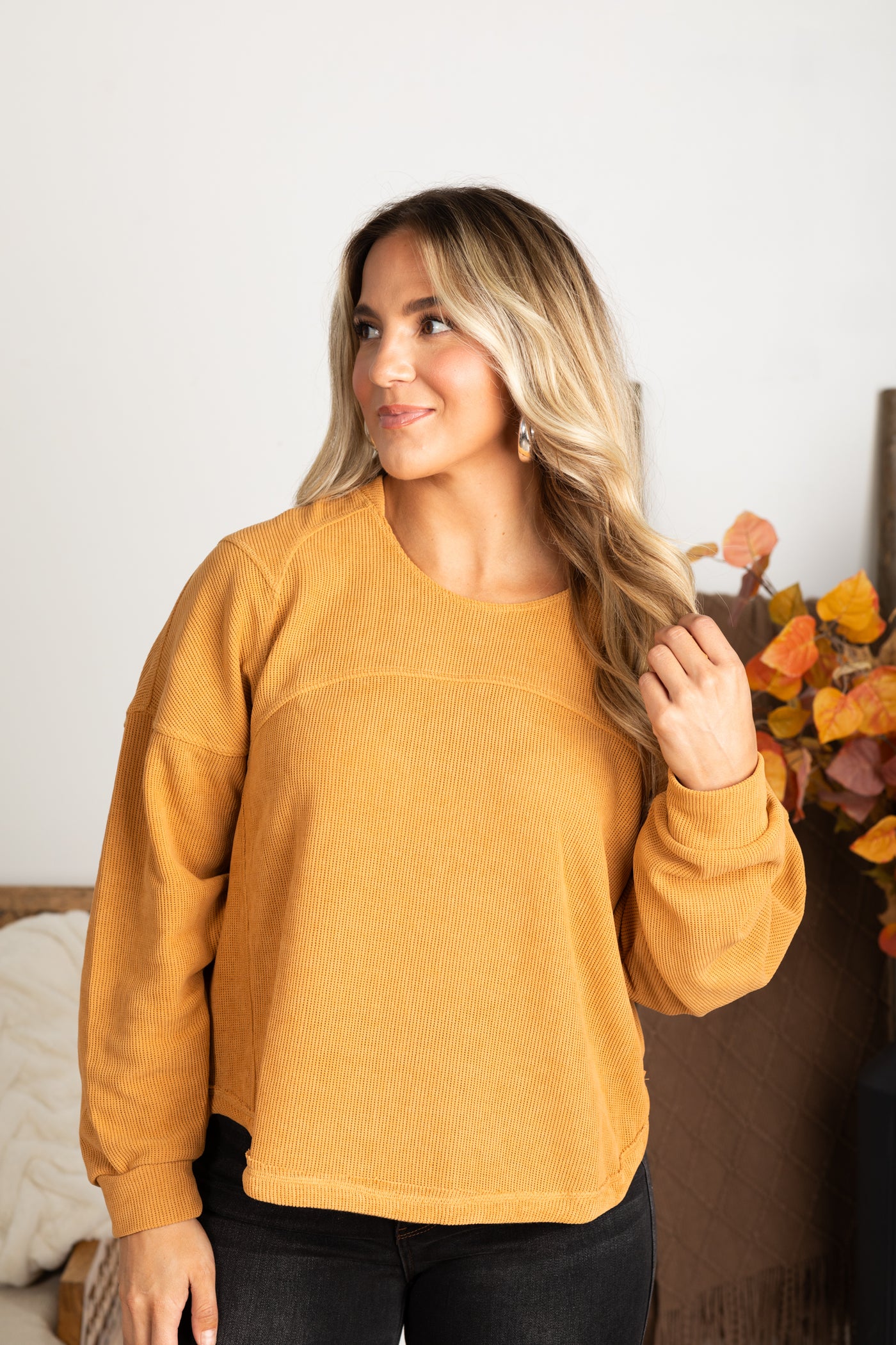 Camel Light Ribbed Comfy Knit Top